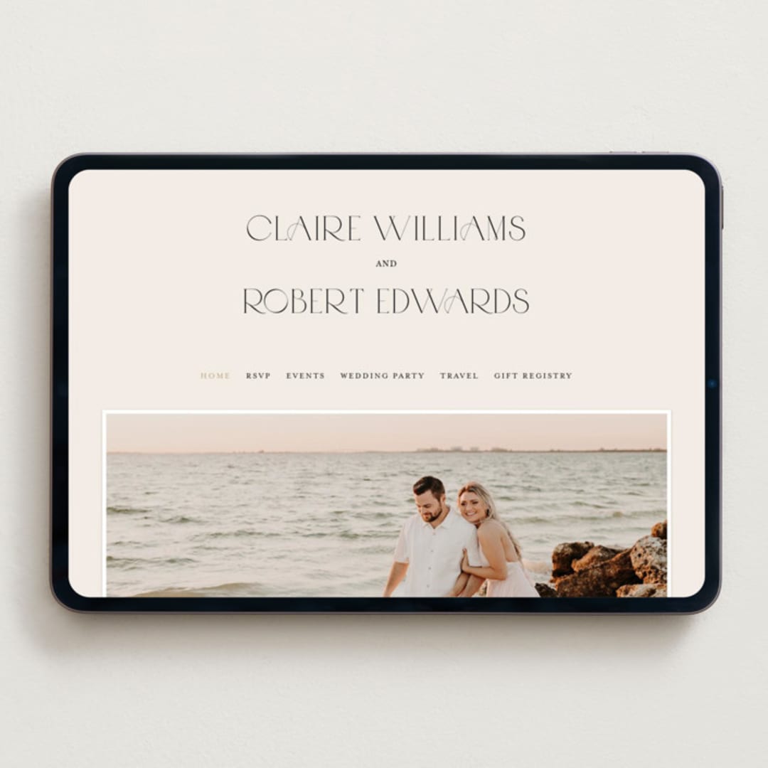 "Edge" - Wedding Website in Linen by Kelly Schmidt - Desktop Design