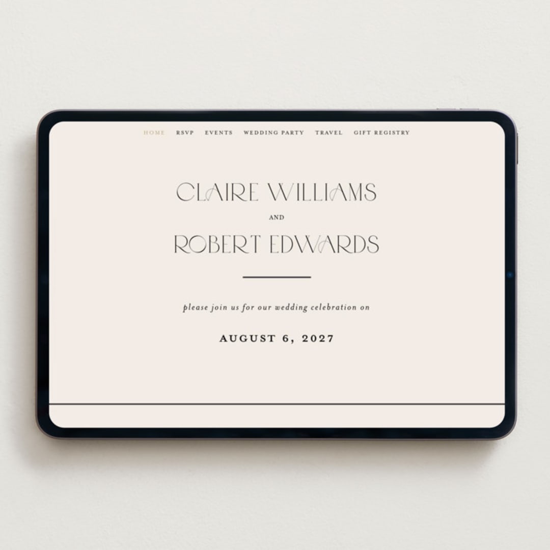 "Edge" - Wedding Website in Linen by Kelly Schmidt - Desktop Design