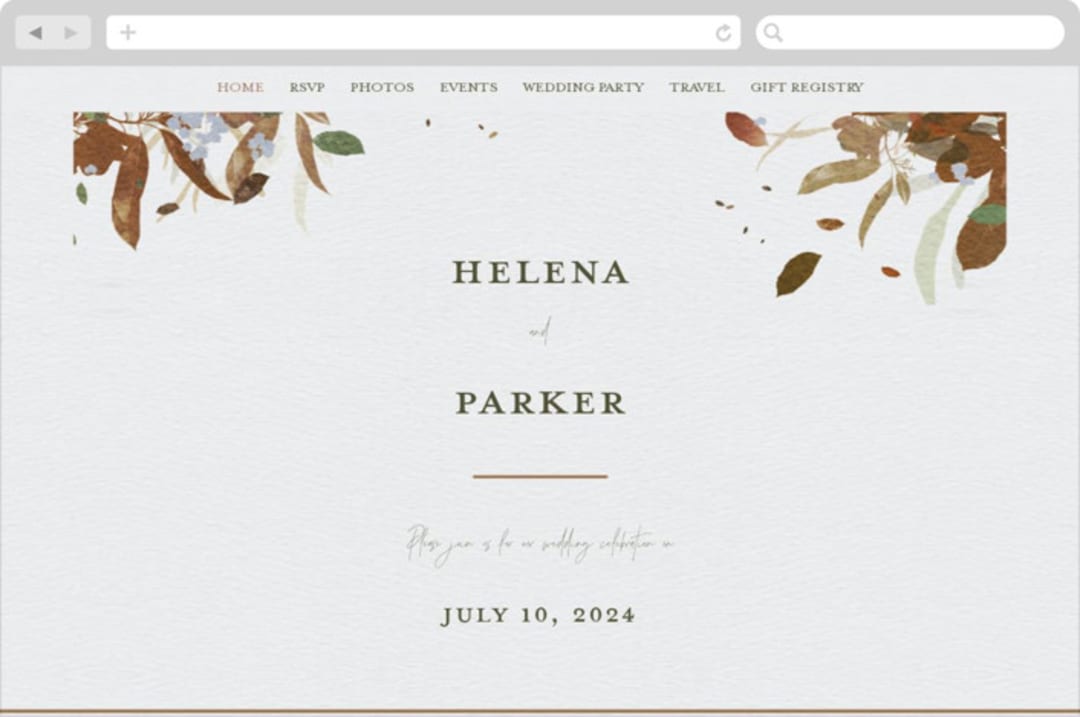 "Fall Flurry" - Wedding Website in Fall by Grace Kreinbrink - Desktop Design