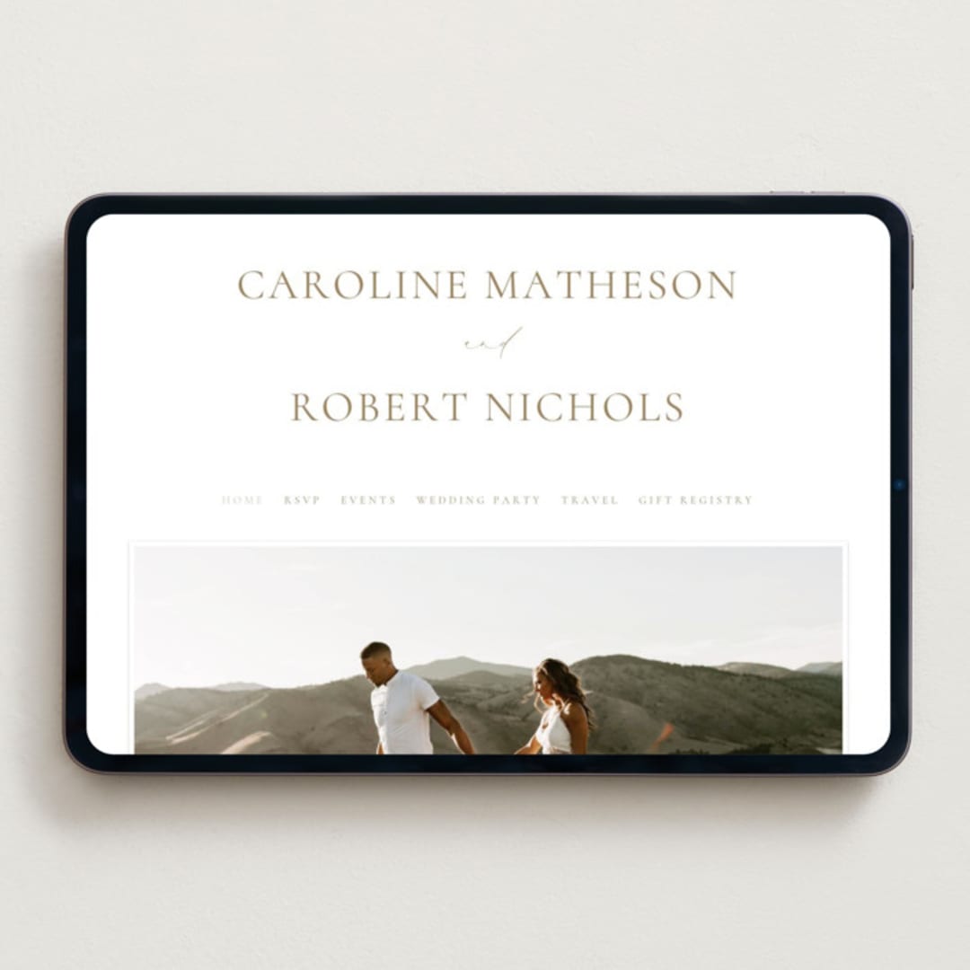 "London" - Wedding Website in Brass by Kelly Schmidt - Desktop Design