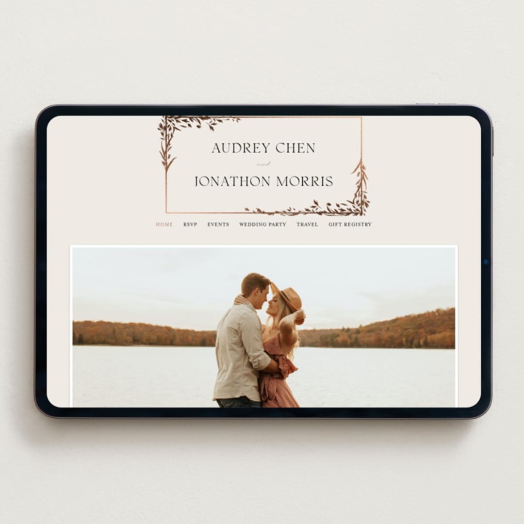 "Trailing Vines" - Wedding Website in Almond by Erin L. Wilson - Desktop Design