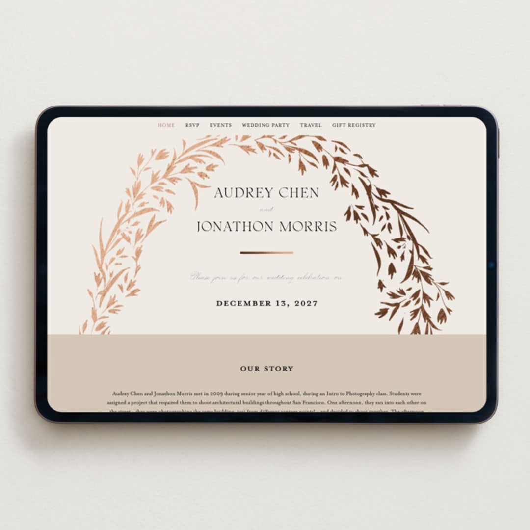 "Trailing Vines" - Wedding Website in Almond by Erin L. Wilson - Desktop Design