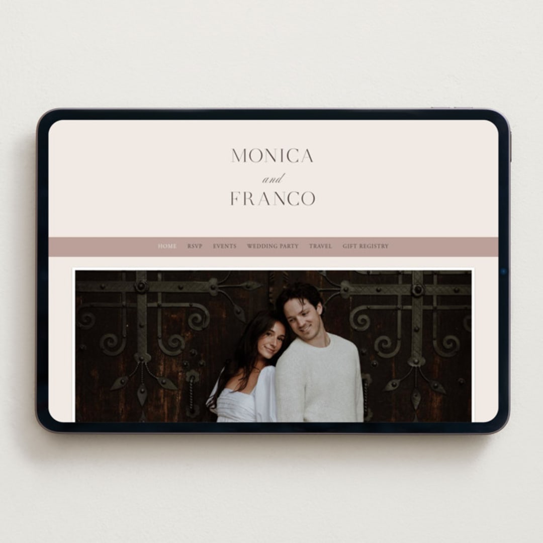 "And Centered" - Wedding Website in Cream by Hooray Creative - Desktop Design