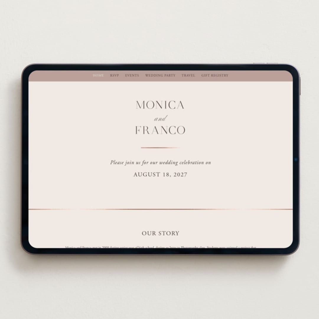 "And Centered" - Wedding Website in Cream by Hooray Creative - Desktop Design