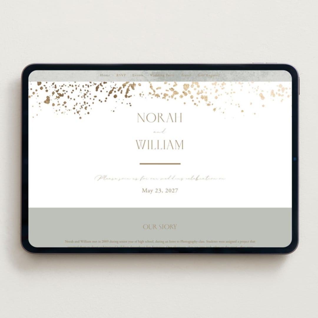 "Effervescent" - Wedding Website in Dove by Meggy Masters - Desktop Design