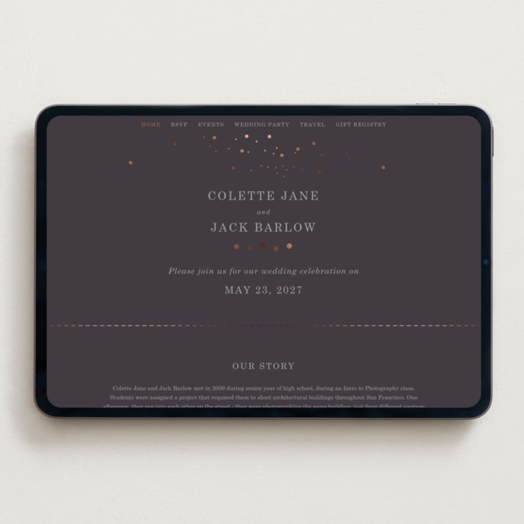 "North" - Wedding Website in Twilight by Baumbirdy - Desktop Design