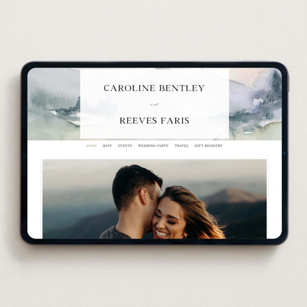 "Mountain" - Wedding Website in Latte by Lori Wemple - Desktop Design