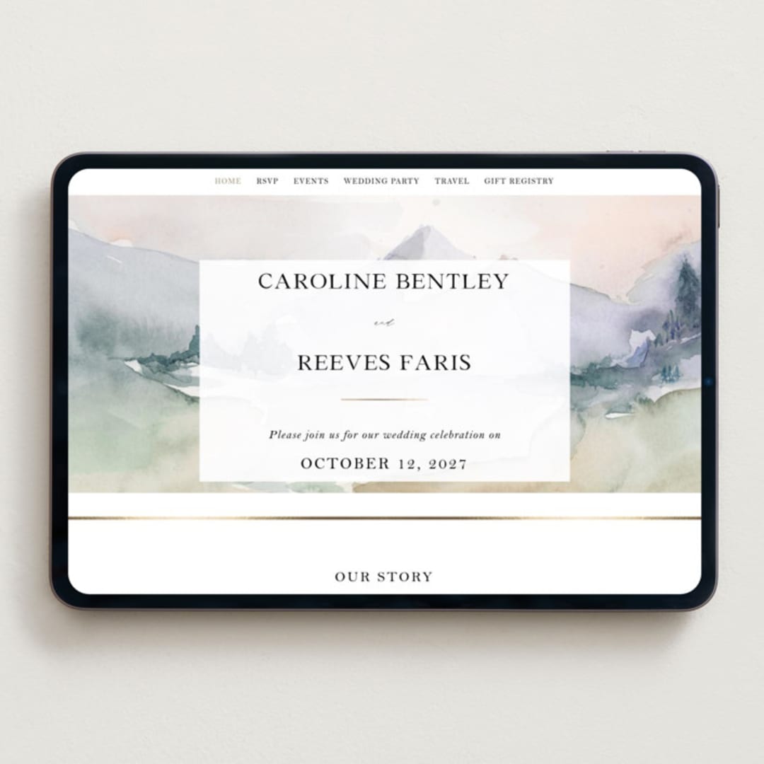 "Mountain" - Wedding Website in Latte by Lori Wemple - Desktop Design