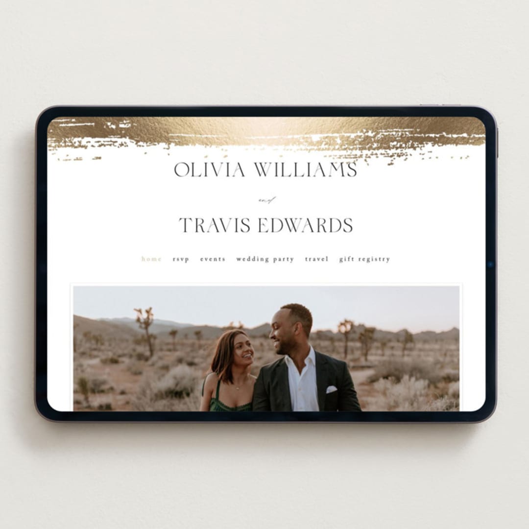 "Brushed Edge" - Wedding Website in Silk by Kelly Schmidt - Desktop Design