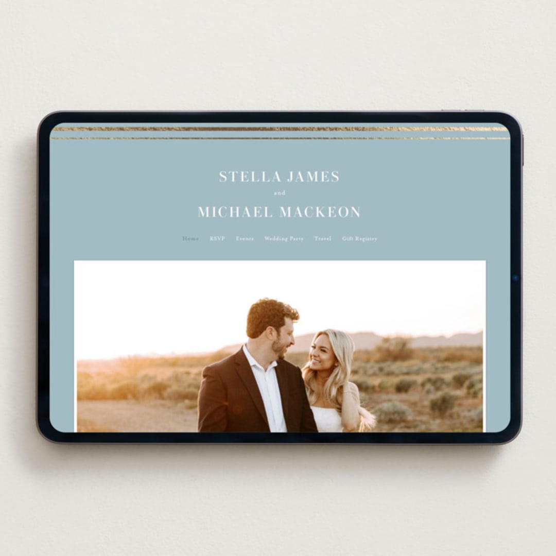 "Polished" - Wedding Website in Powder Blue by Jennifer Postorino - Desktop Design