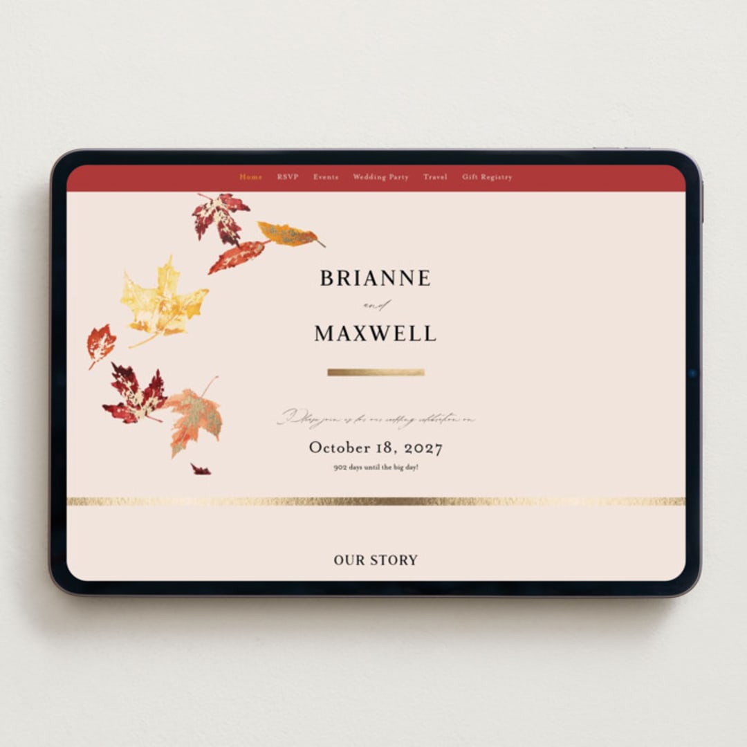 "Autumn Leafs" - Wedding Website in Autumn by Itsy Belle Studio - Desktop Design