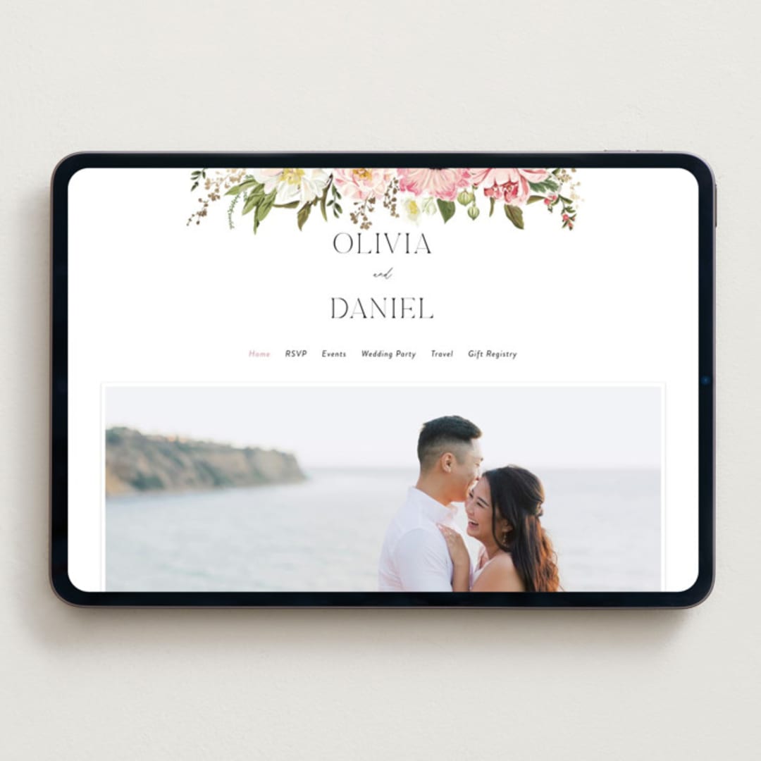 "Timeless Blooms" - Wedding Website in Peony by Susan Moyal - Desktop Design