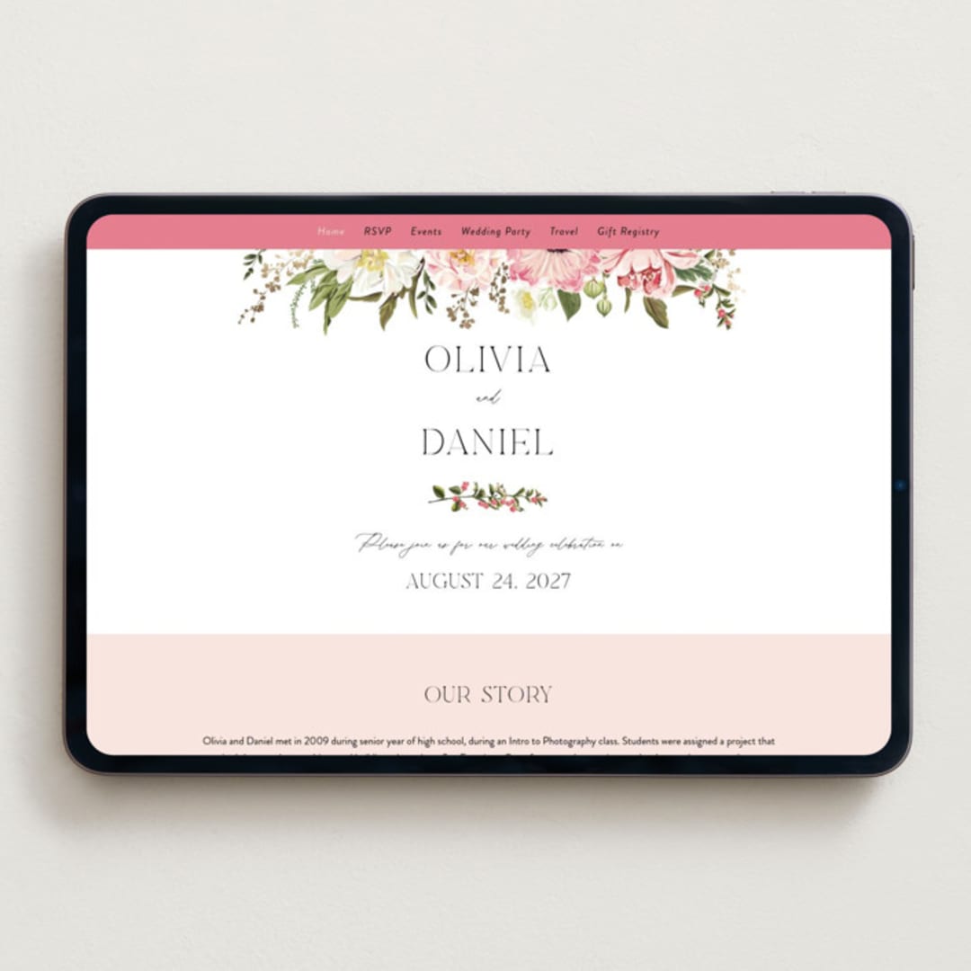 "Timeless Blooms" - Wedding Website in Peony by Susan Moyal - Desktop Design