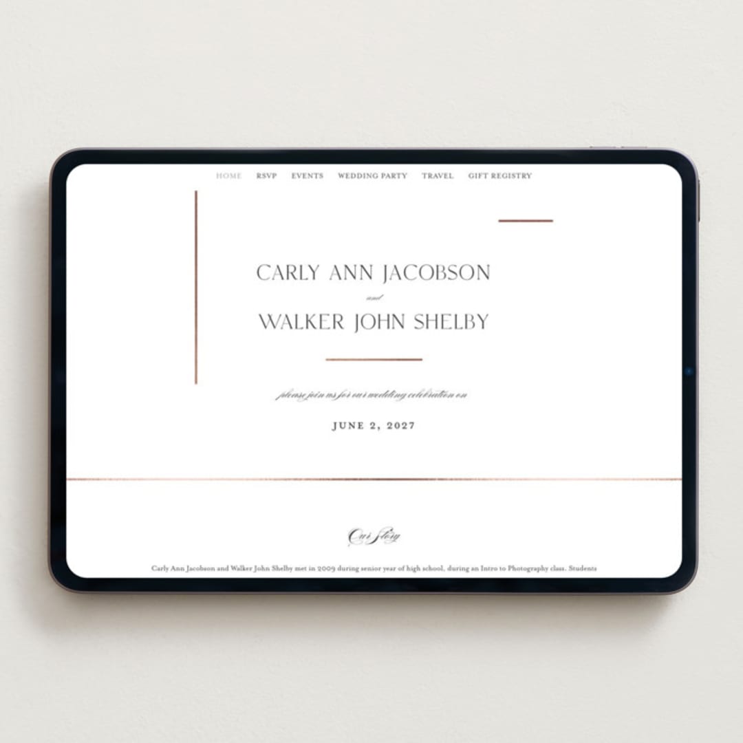 "Understated Elegance" - Wedding Website in Cotton by Stacey Meacham - Desktop Design