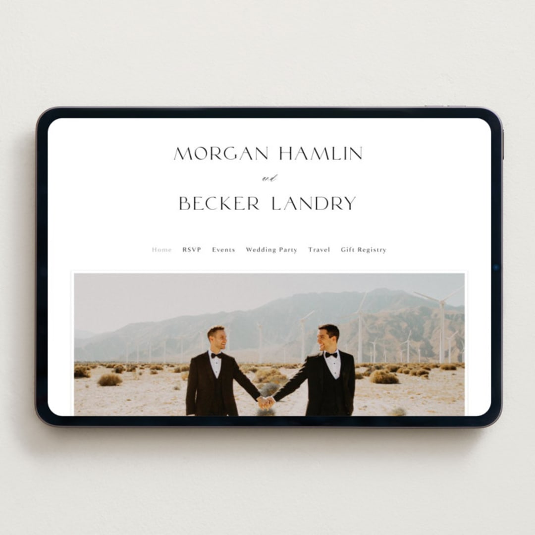 "Postcard" - Wedding Website in Snow by Kaydi Bishop - Desktop Design