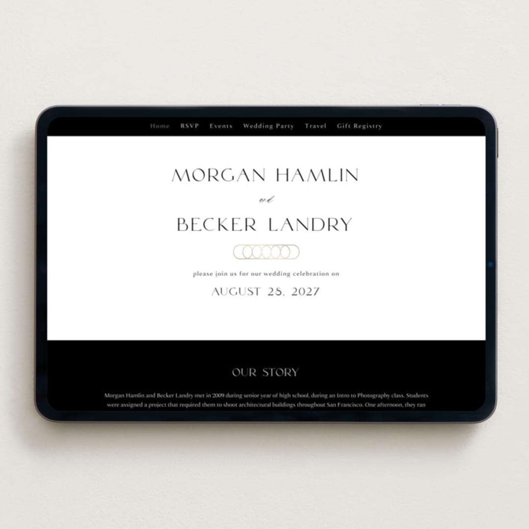 "Postcard" - Wedding Website in Snow by Kaydi Bishop - Desktop Design