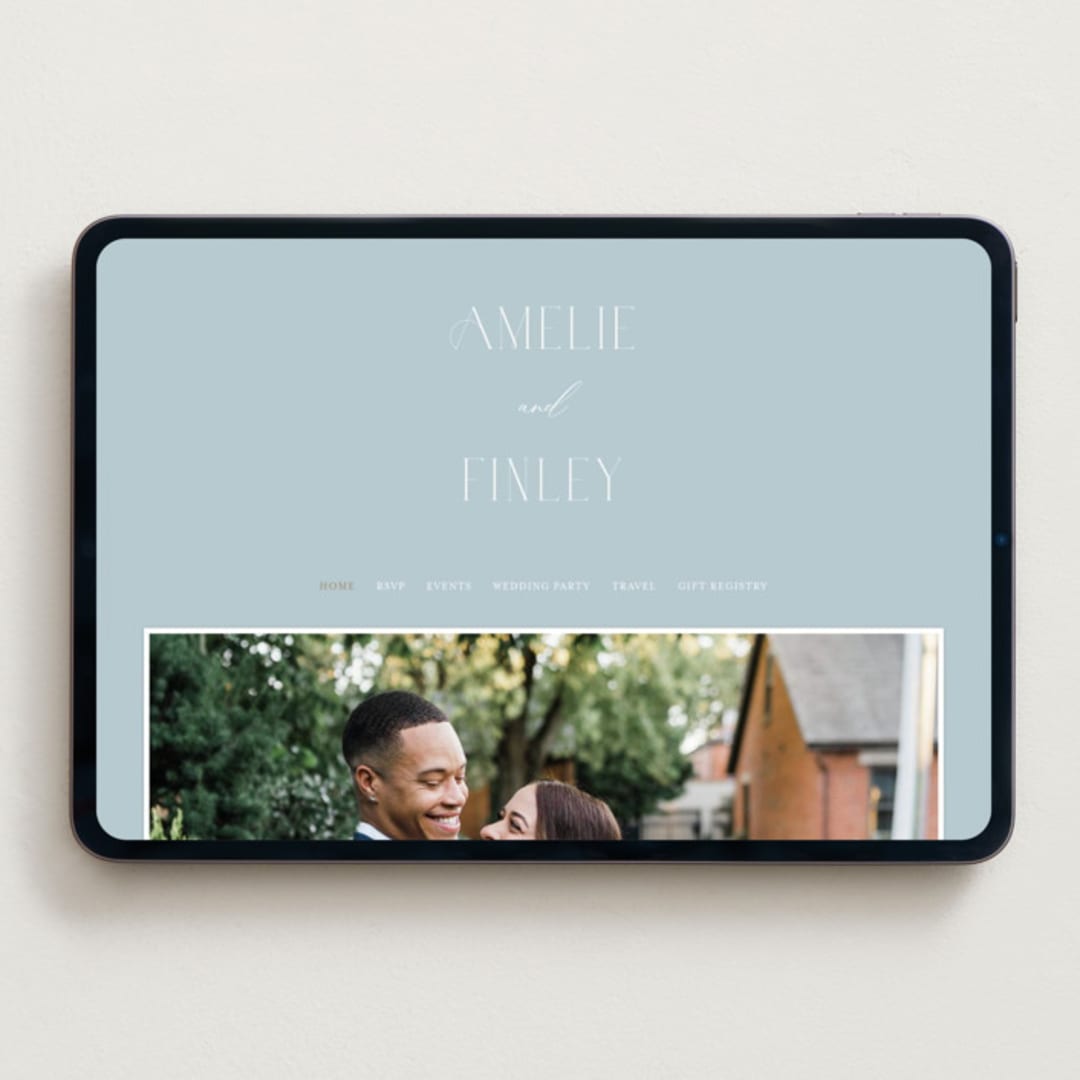 "Delicacy" - Wedding Website in Dusty Blue by Angela Thompson - Desktop Design