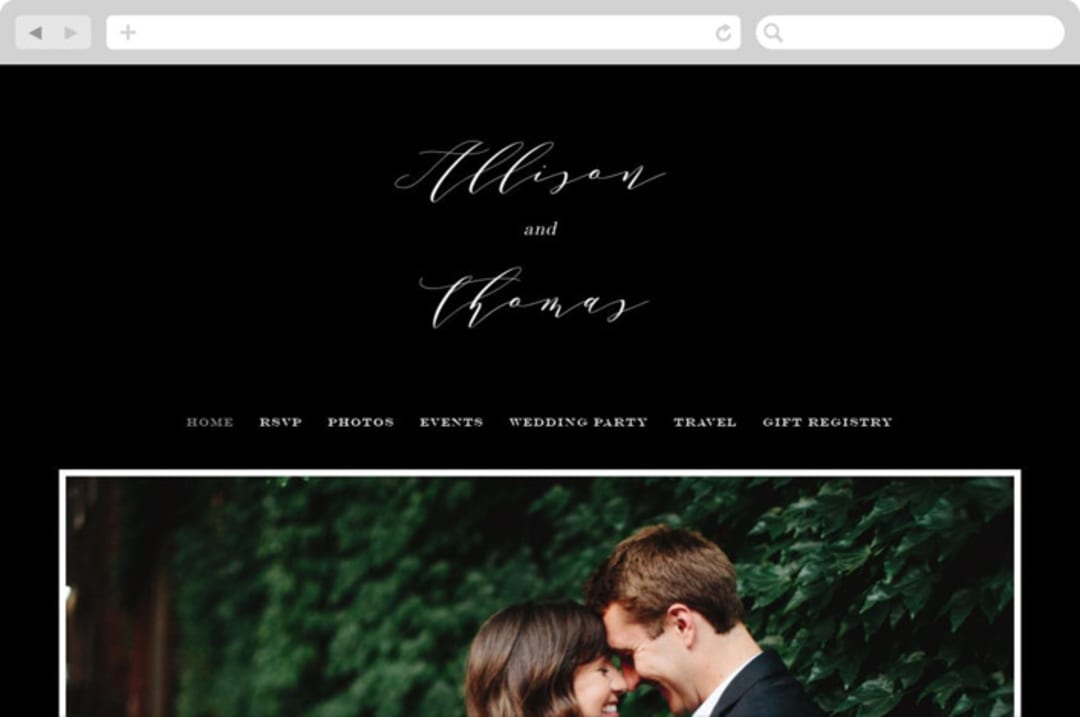 "Perspective" - Wedding Website in Noir by Kimberly FitzSimons - Desktop Design