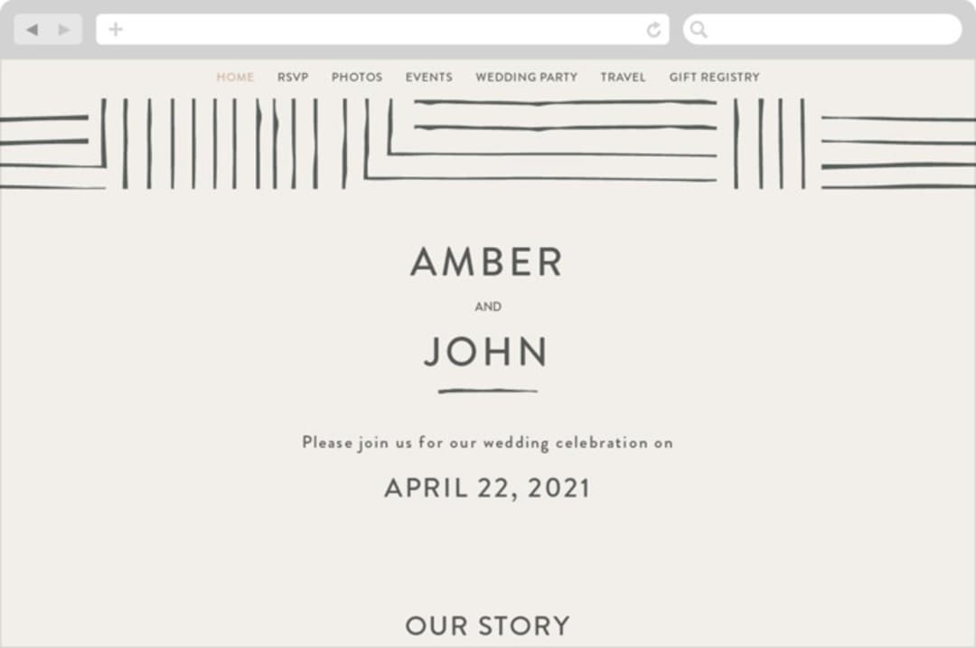 "Pattern Play" - Wedding Website in Pebble by Anelle Mostert - Desktop Design