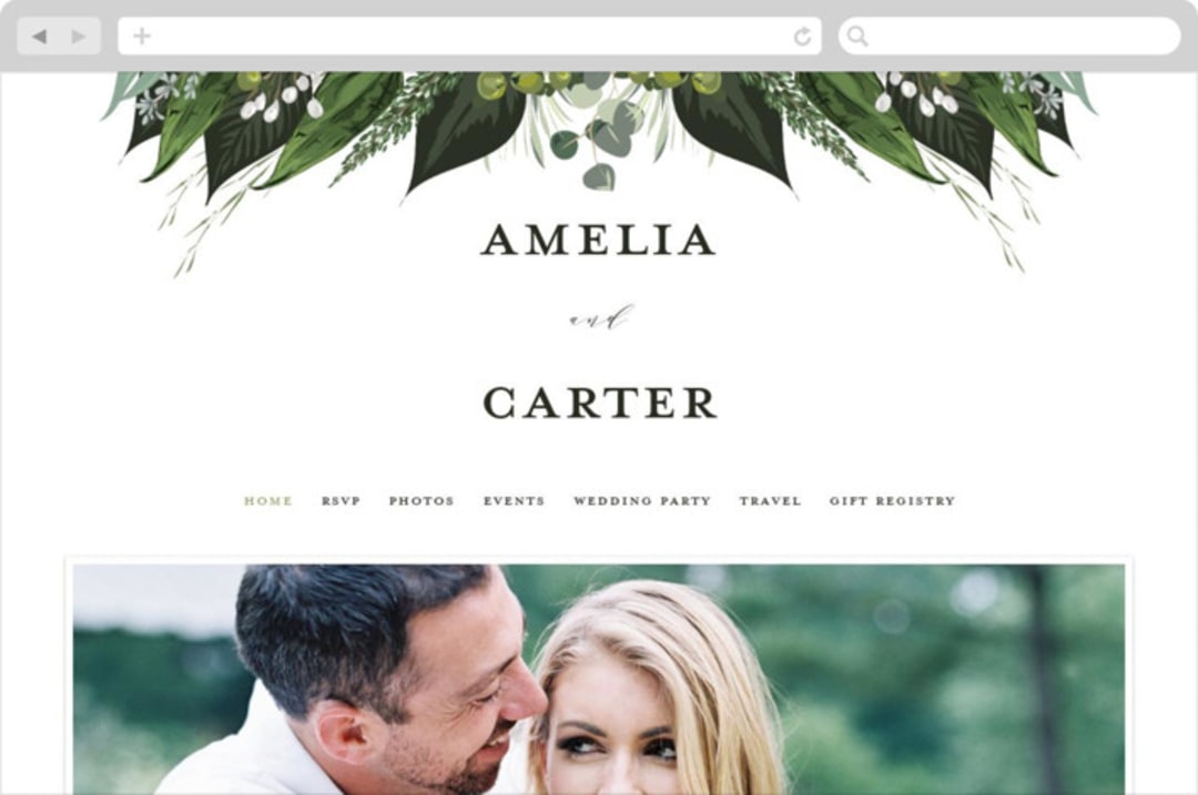 "Natures Greens" - Wedding Website in Ivory by Susan Moyal - Desktop Design