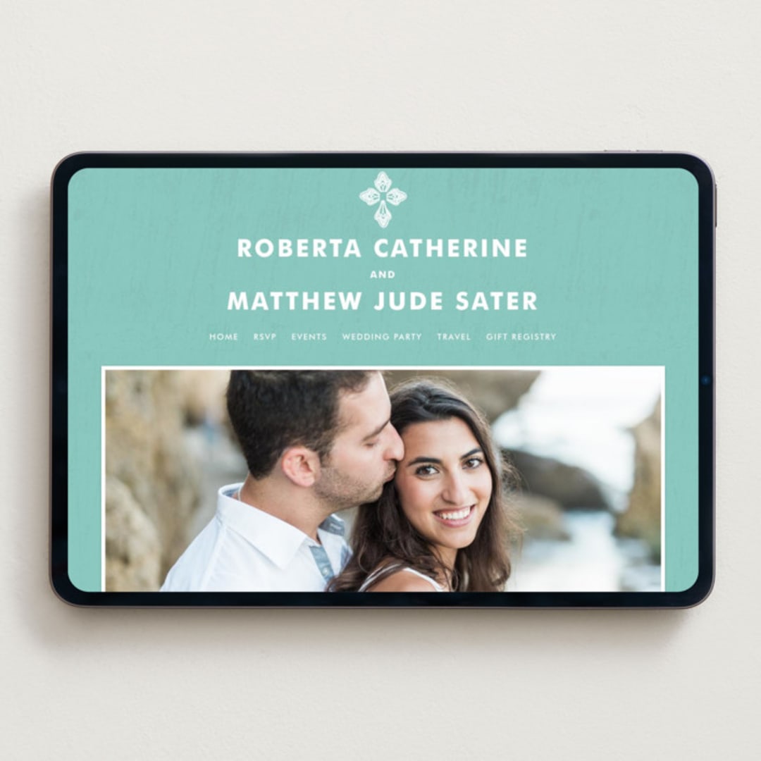 "Blessed Lace" - Wedding Website in Bondi Blue by Yolanda Mariak Chendak - Desktop Design