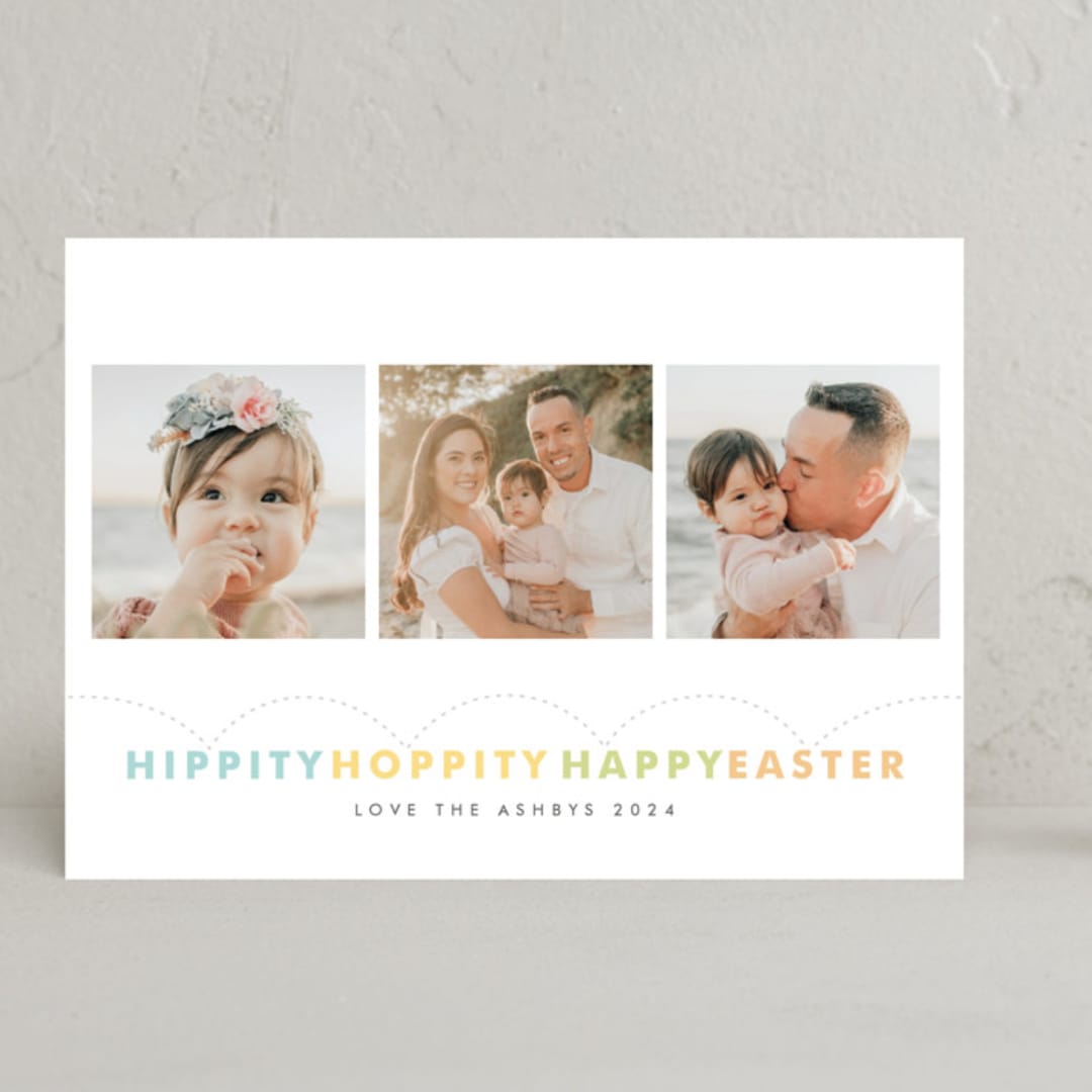 "Hippity" - Easter Photo Cards in Lemon by Jennifer Wick - Front