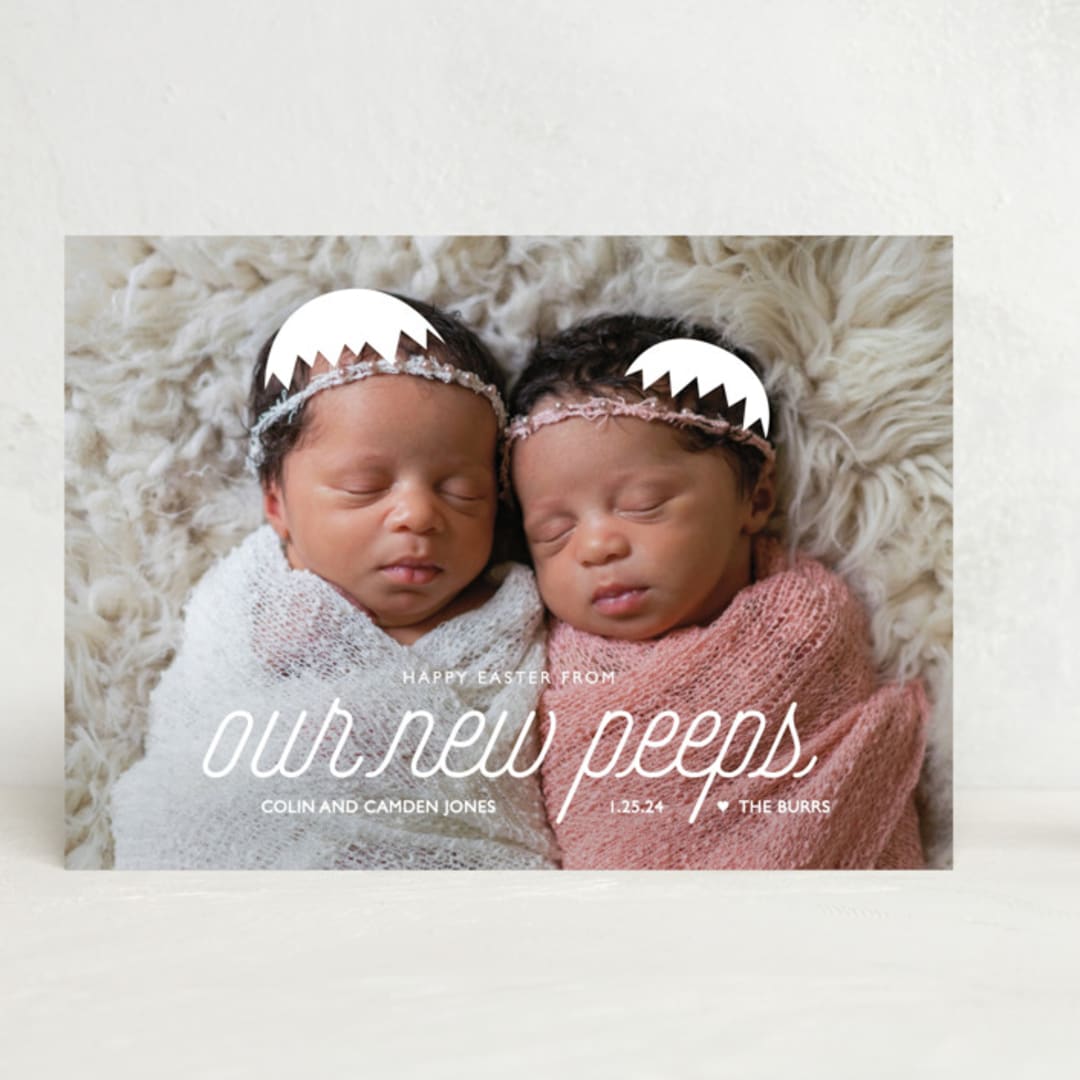 "New Peeps" - Easter Photo Cards in Marshmallow by Bethany Anderson - Front
