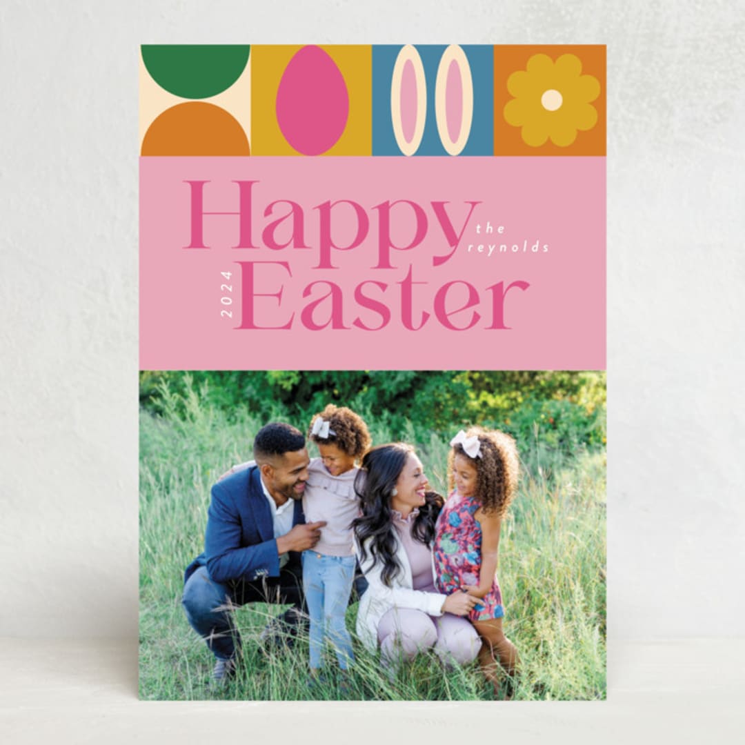 "Mod Easter" - Easter Photo Cards in Bubblegum by Morgan Kendall - Front