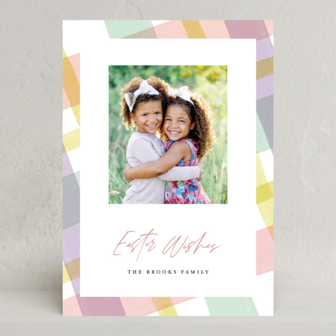 "Easter Wishes" - Easter Photo Cards in Candy by Pixel and Hank - Front