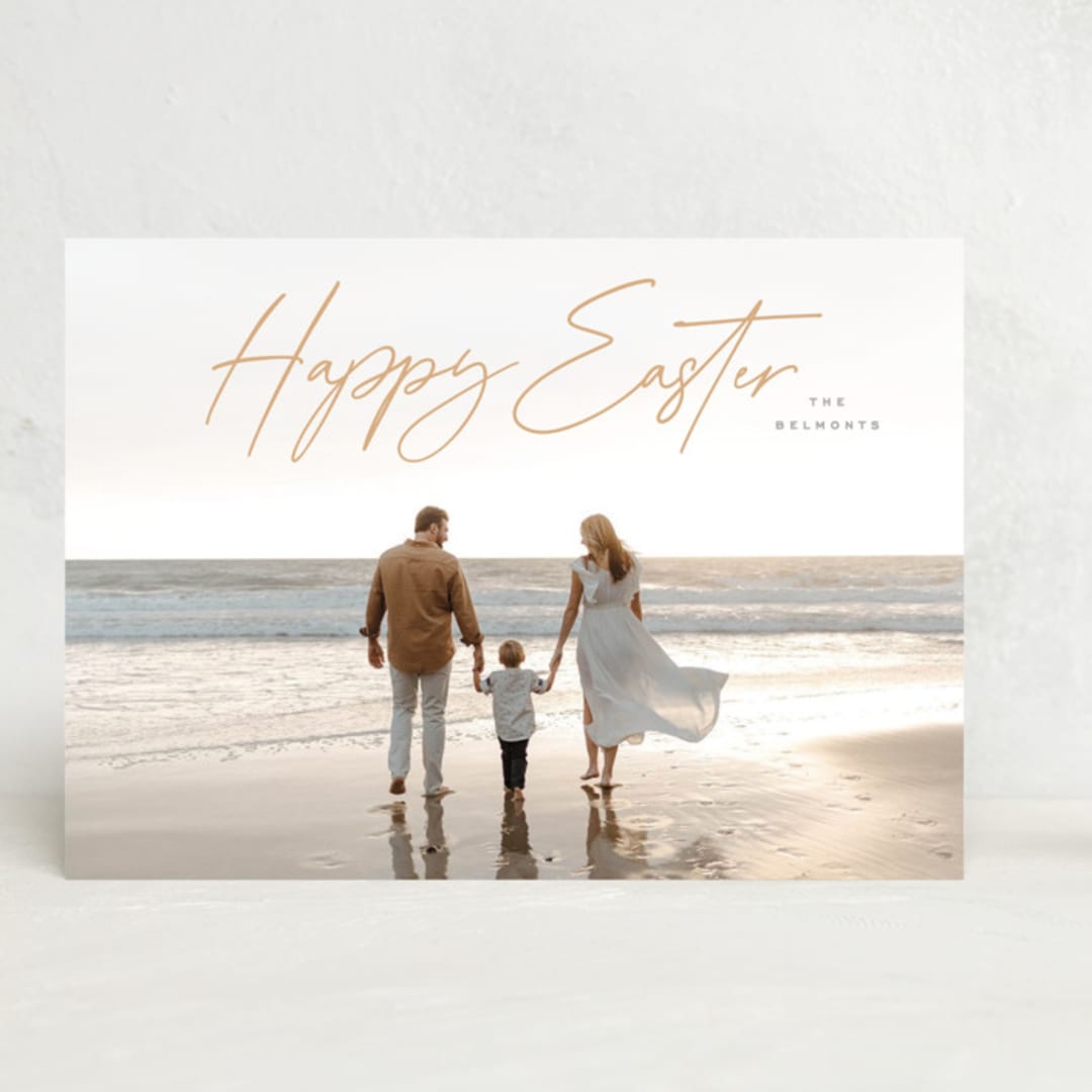 "Casual Script" - Easter Photo Cards in Yellow Ochre by Hooray Creative - Front