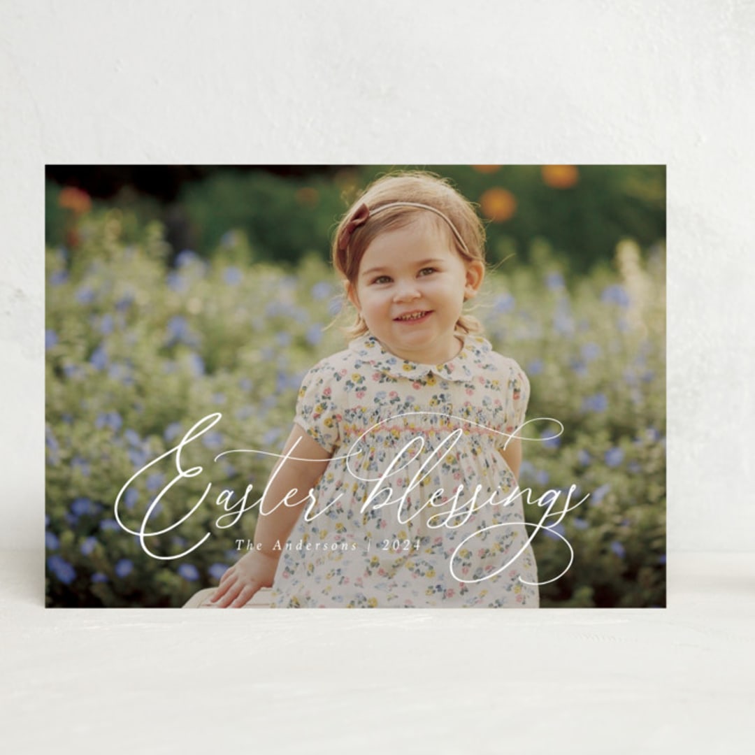 "Blessings Script" - Easter Photo Cards in Daisy by Meggy Masters - Front