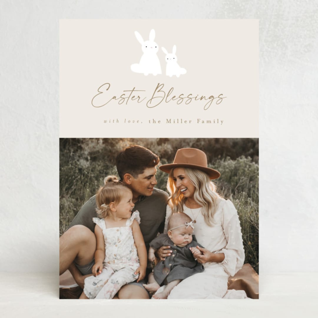 "Sweet Easter Bunnies" - Easter Photo Cards in Sand by AK Graphics - Front