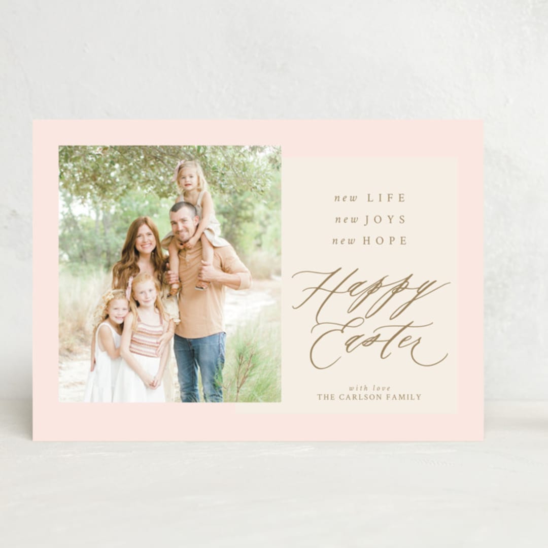 "Happy Easter" - Easter Photo Cards in Blush by Nicole Senecal - Front