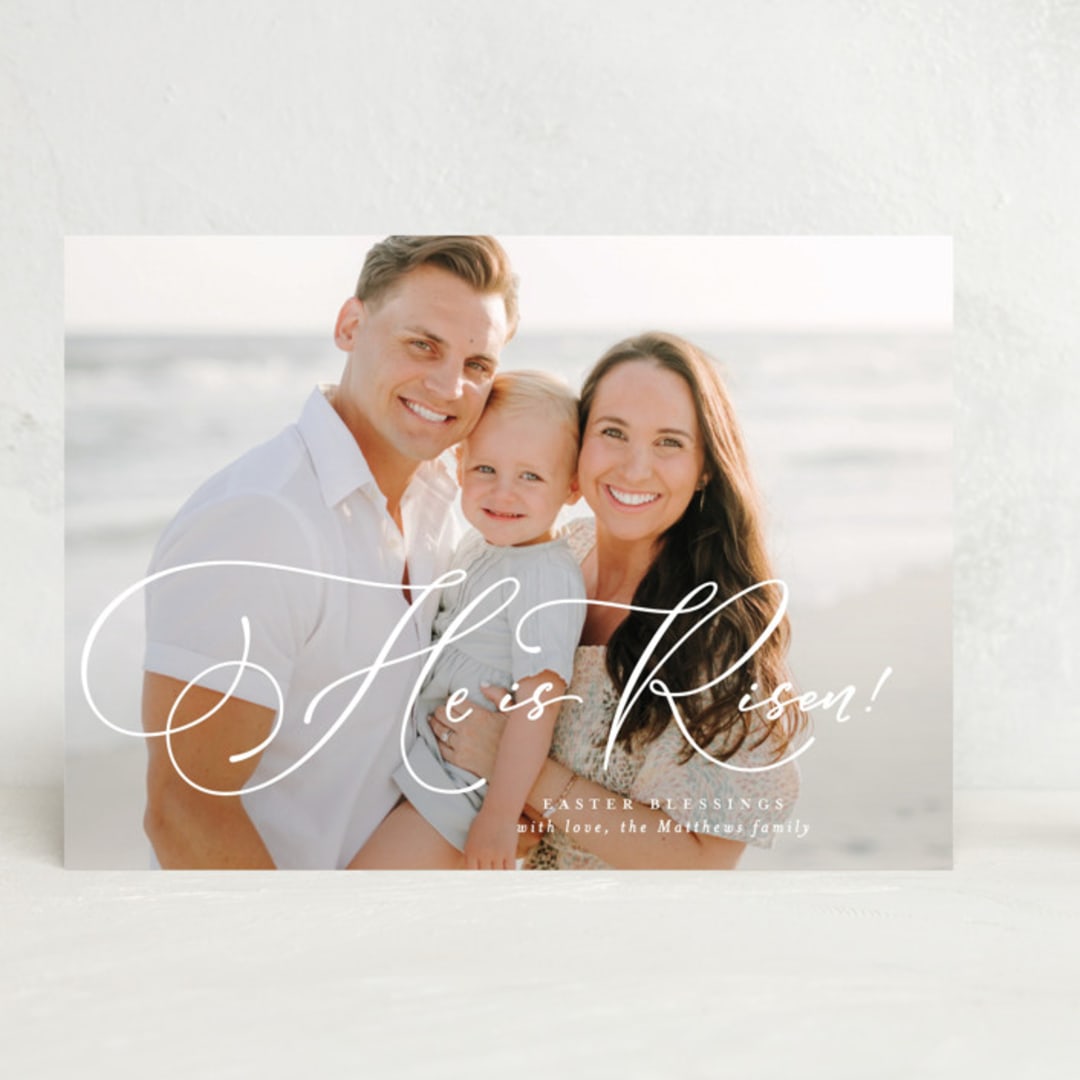 "Truly He is Risen" - Easter Photo Cards in Lily by Lea Delaveris - Front