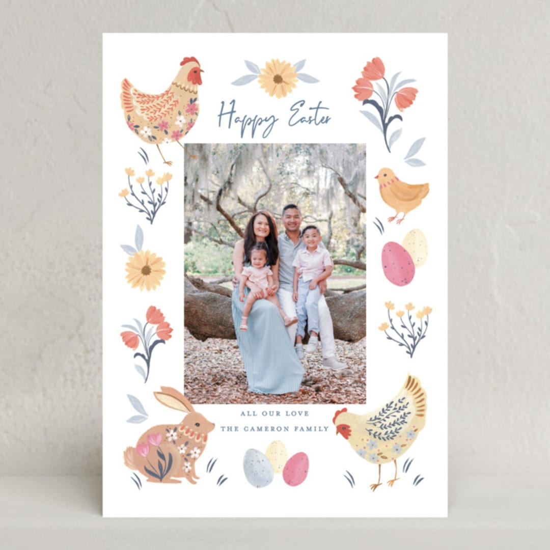 "Blossom Farm" - Easter Photo Cards in Speckled Eggs by Sarah Knight - Front