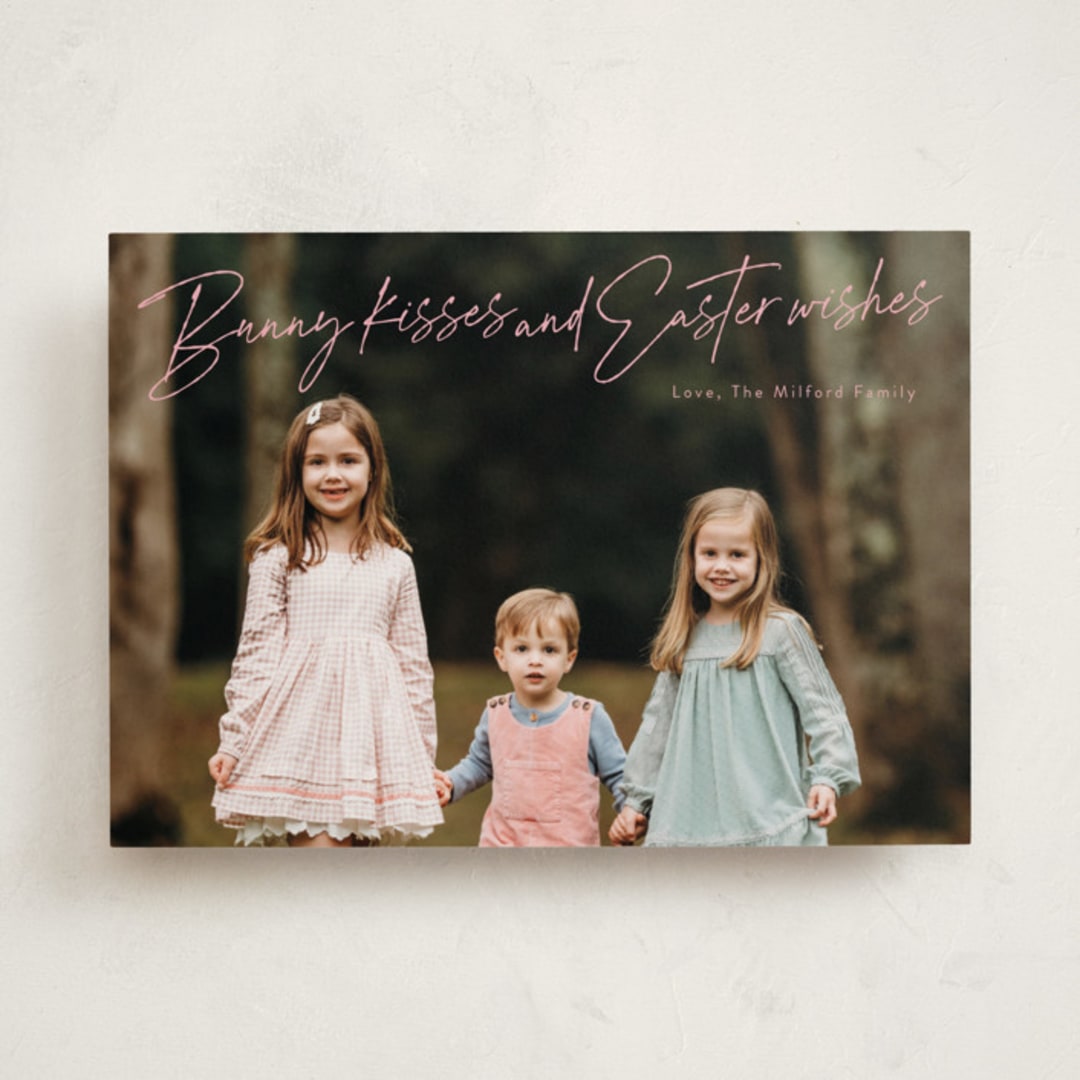 "Kisses and Wishes" - Easter Photo Cards in Bubblegum by Inkblot Design - Front