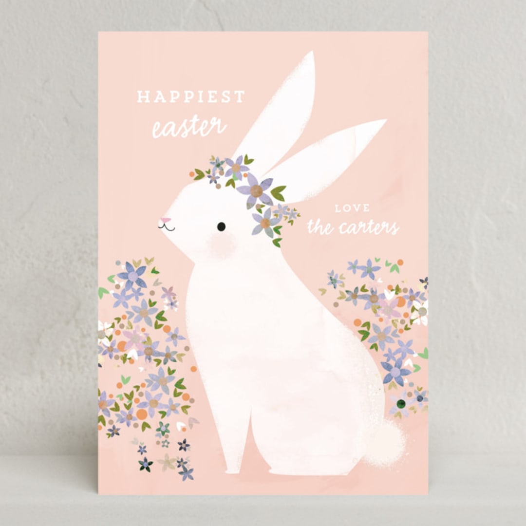 "Bunny" - Easter Photo Cards in Blush by Lori Wemple - Front