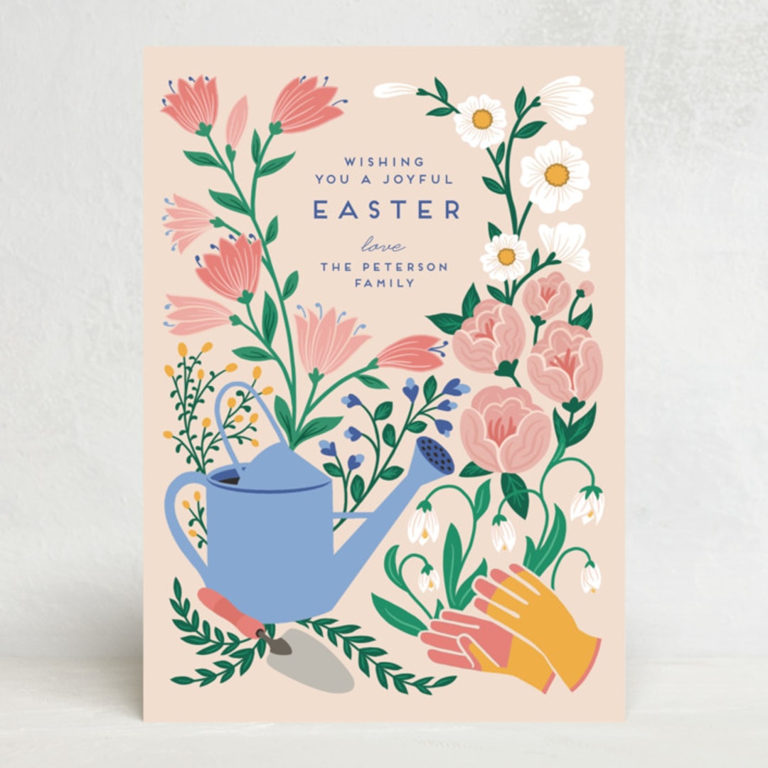 "Joyful Easter Garden" - Easter Photo Cards in Linen by Jamie Alexander - Front