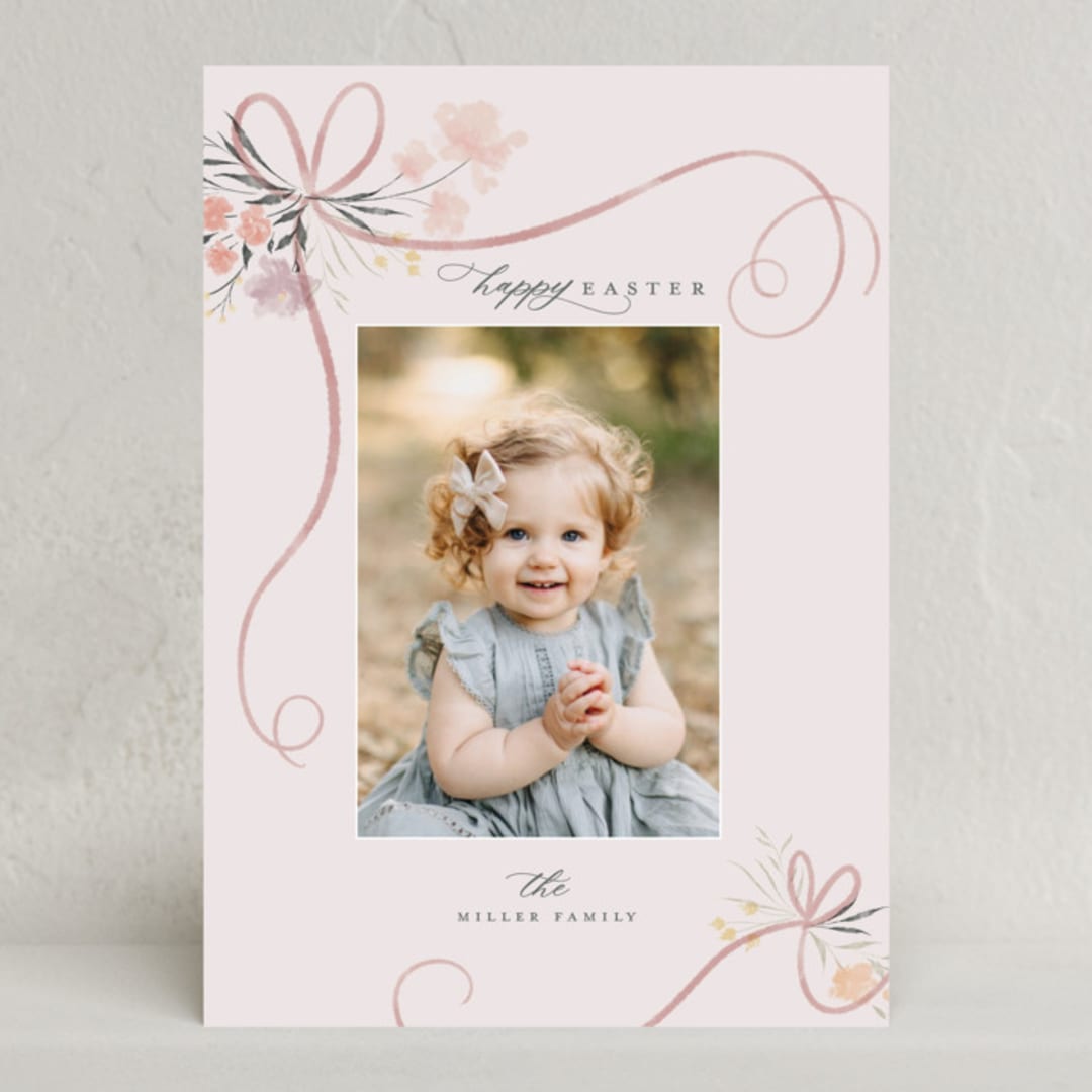 "Tied with a bow" - Easter Photo Cards in Blush by Nicoletta Savod - Front