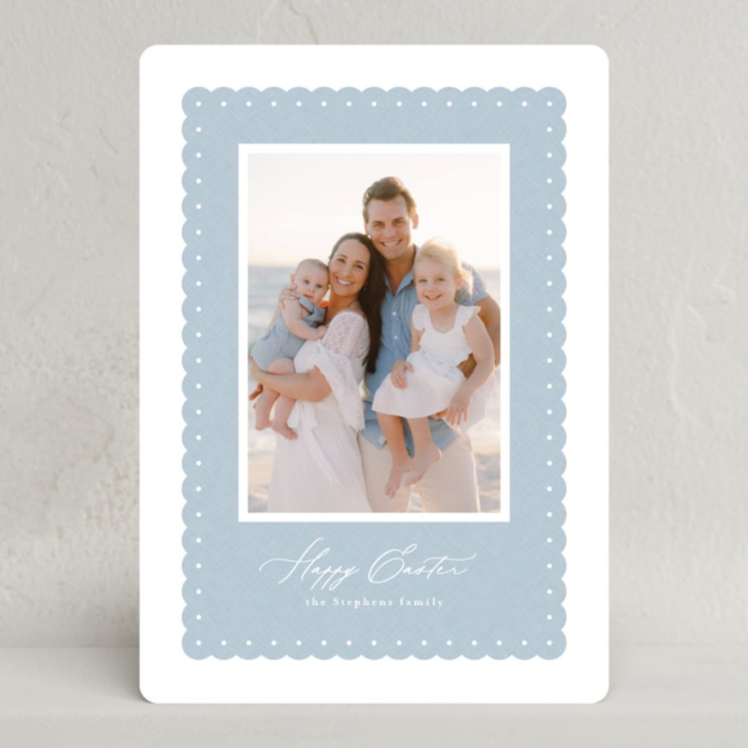 "Woven ruffle" - Easter Photo Cards in Chambray by Lea Delaveris - Front
