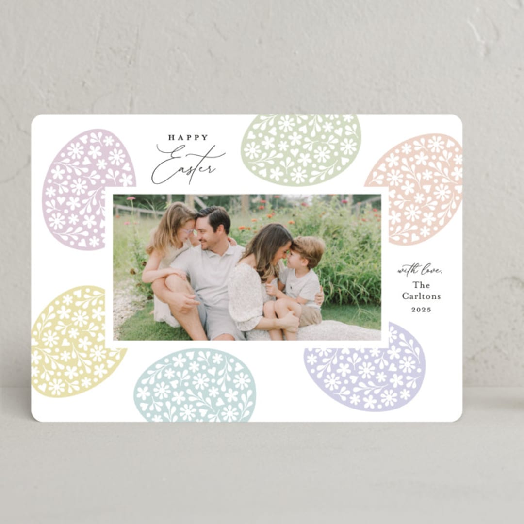 "Embellished Eggs" - Easter Photo Cards in Marshmallow by Mary Kay Garttmeier - Front