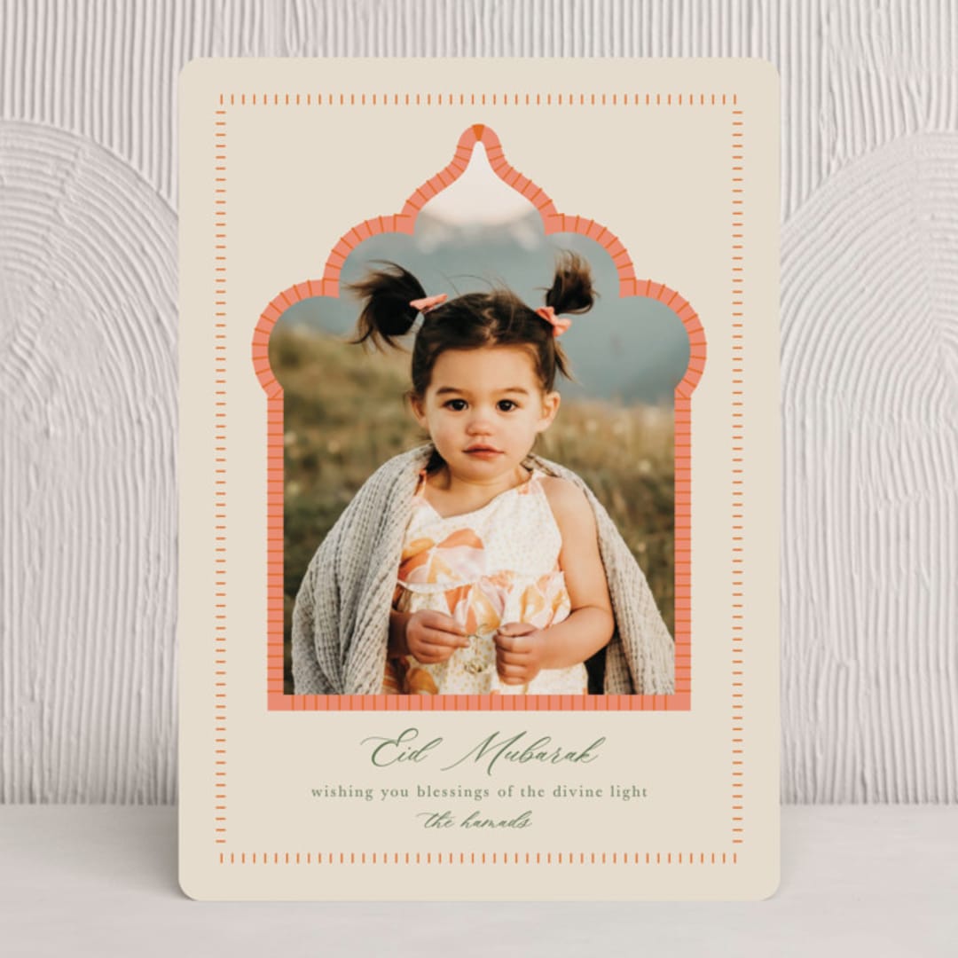 "Divine Light" - Eid Cards in Coral by Cindy Reynolds - Front