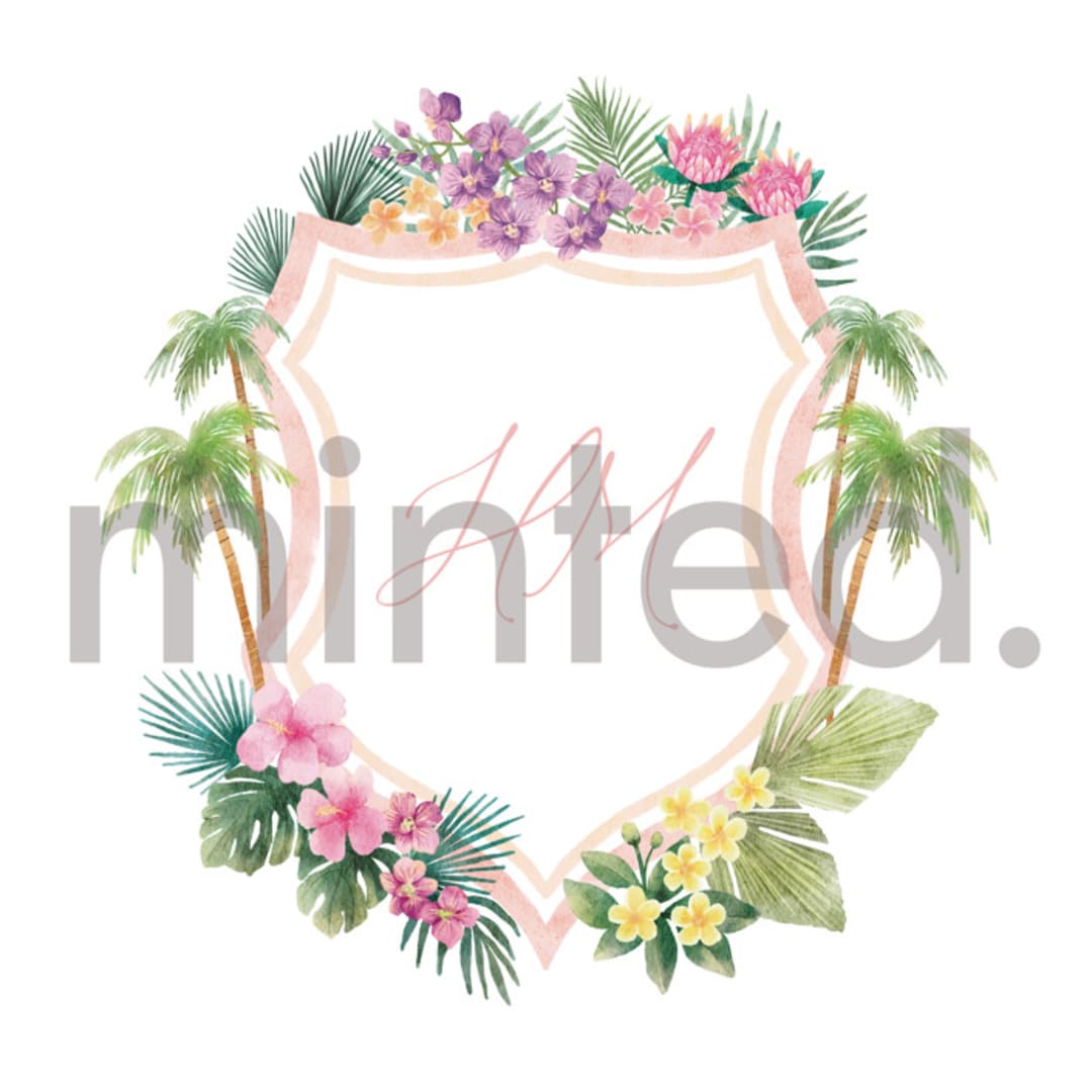 "Custom Palm Beach Crest" - Design Element in Hibiscus by Elly - Design Element