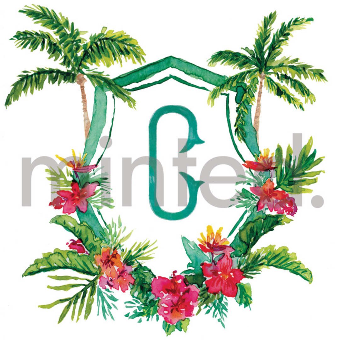"Custom St. Barts Crest" - Design Element in Palm by Jenna Holcomb - Design Element