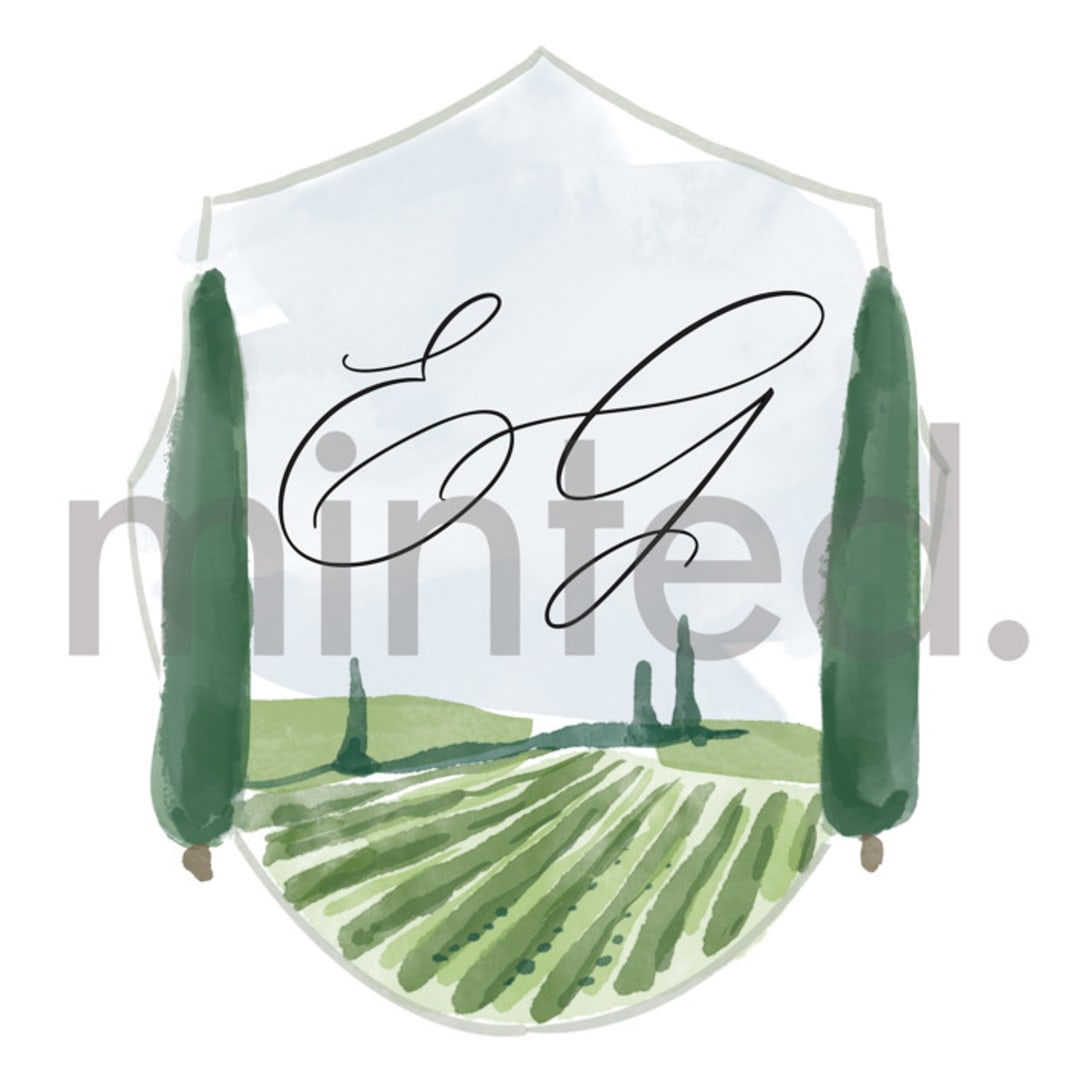 "Custom Napa Crest" - Design Element in Vineyard by Rebecca Durflinger - Design Element