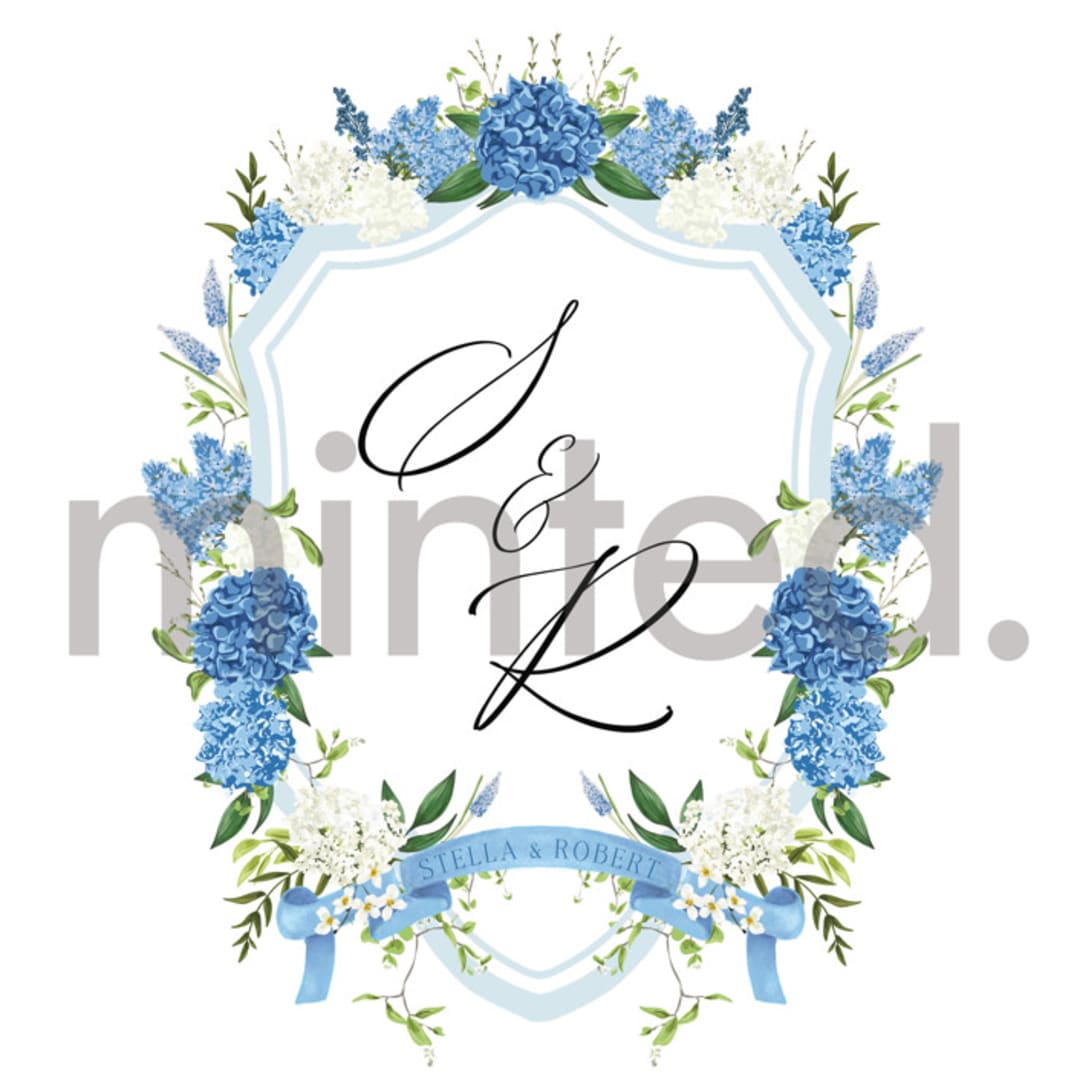 "Custom Martha's Vineyard Crest" - Design Element in Hydrangea by Susan Moyal - Design Element