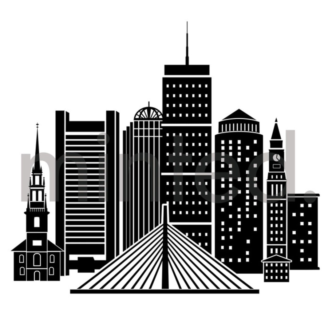 "Boston Skyline" - Design Element in Ink by Hooray Creative - Design Element