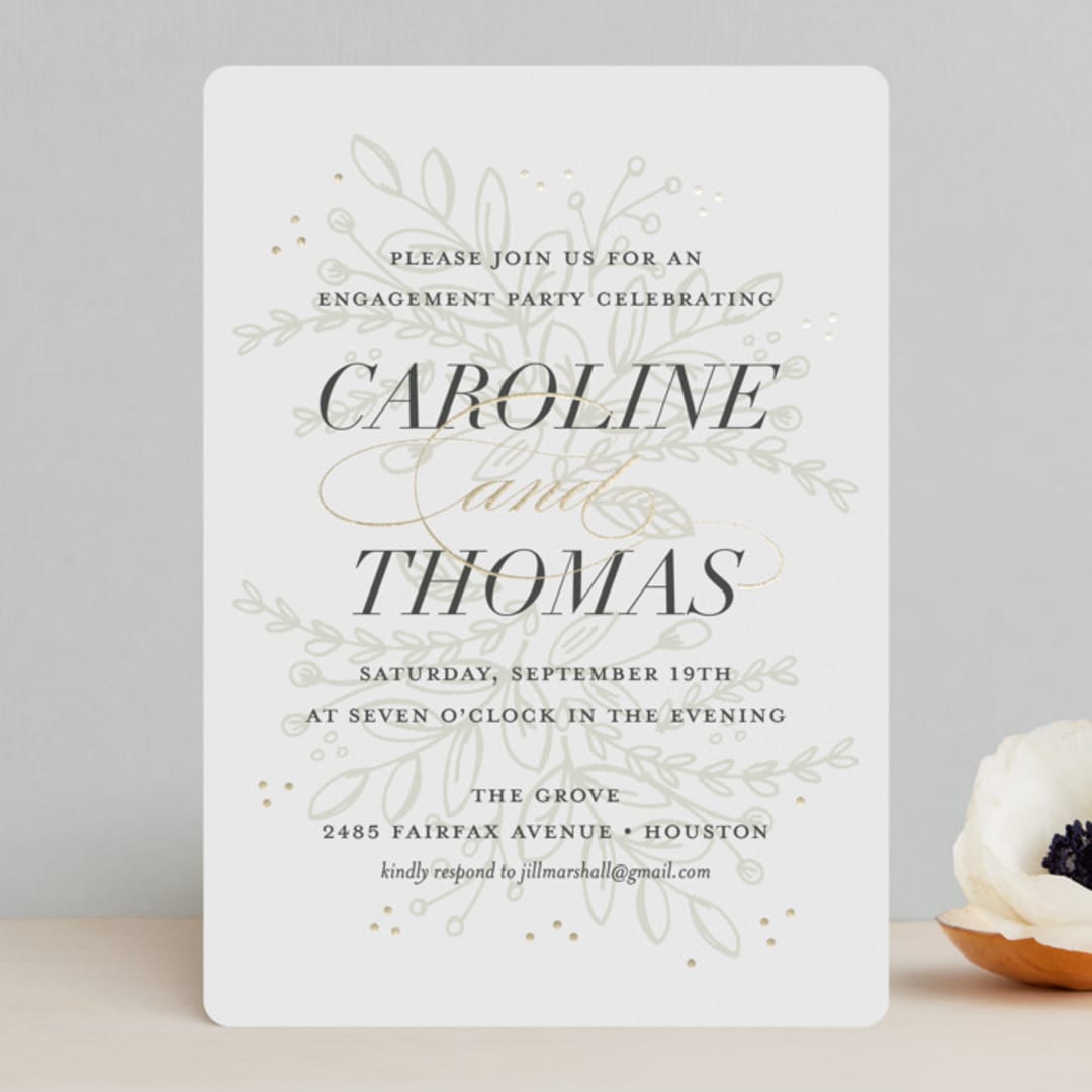 "Soft Bouquet" - Engagement Party Invitations in Gold by Jessica Williams - Front