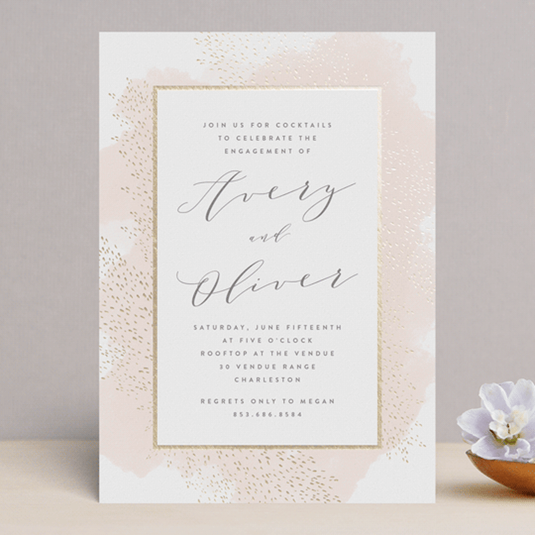 "Modern Brilliance" - Engagement Party Invitations in Blush by Kristie Kern - Front
