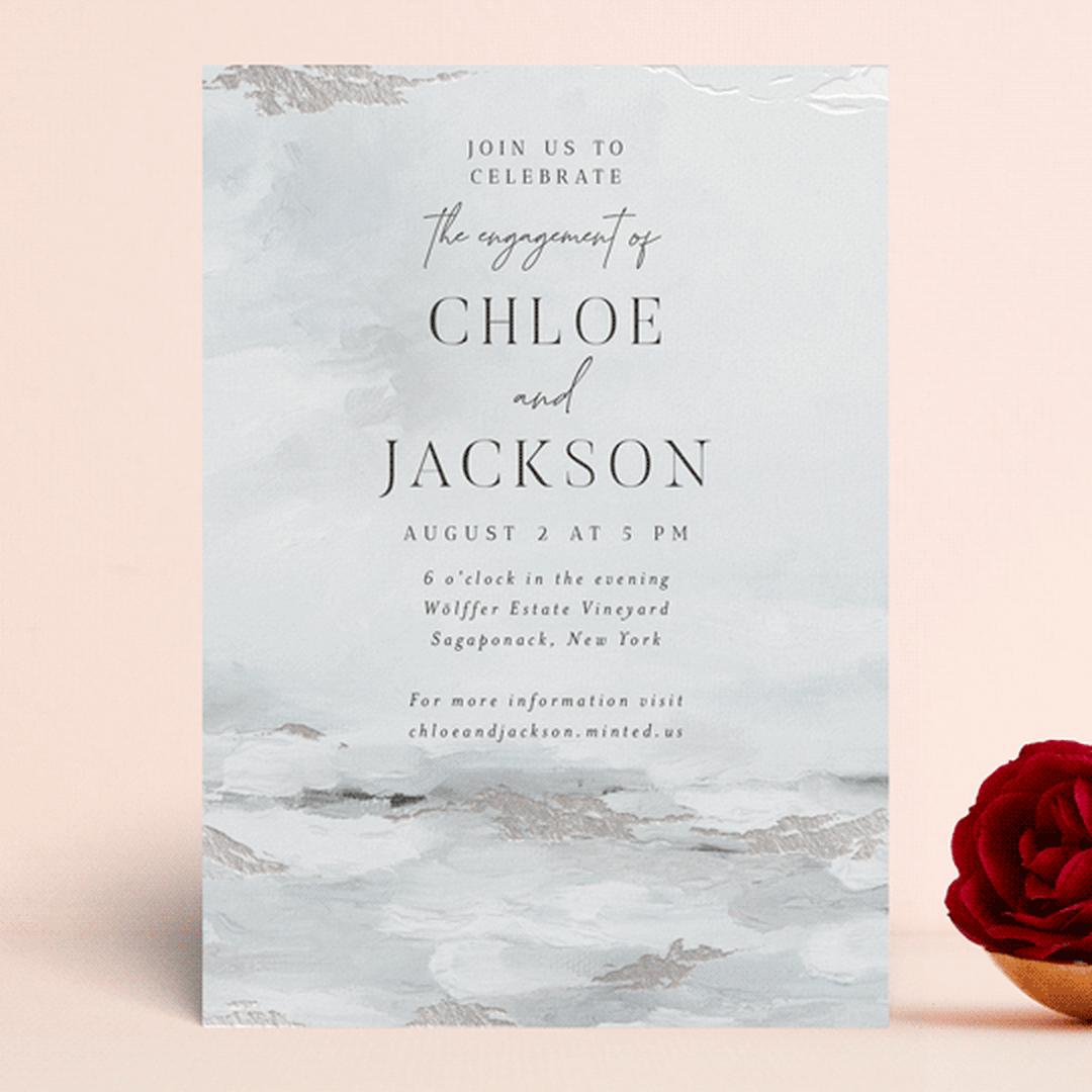 "Perspective" - Engagement Party Invitations in Fog by Nicoletta Savod - Front